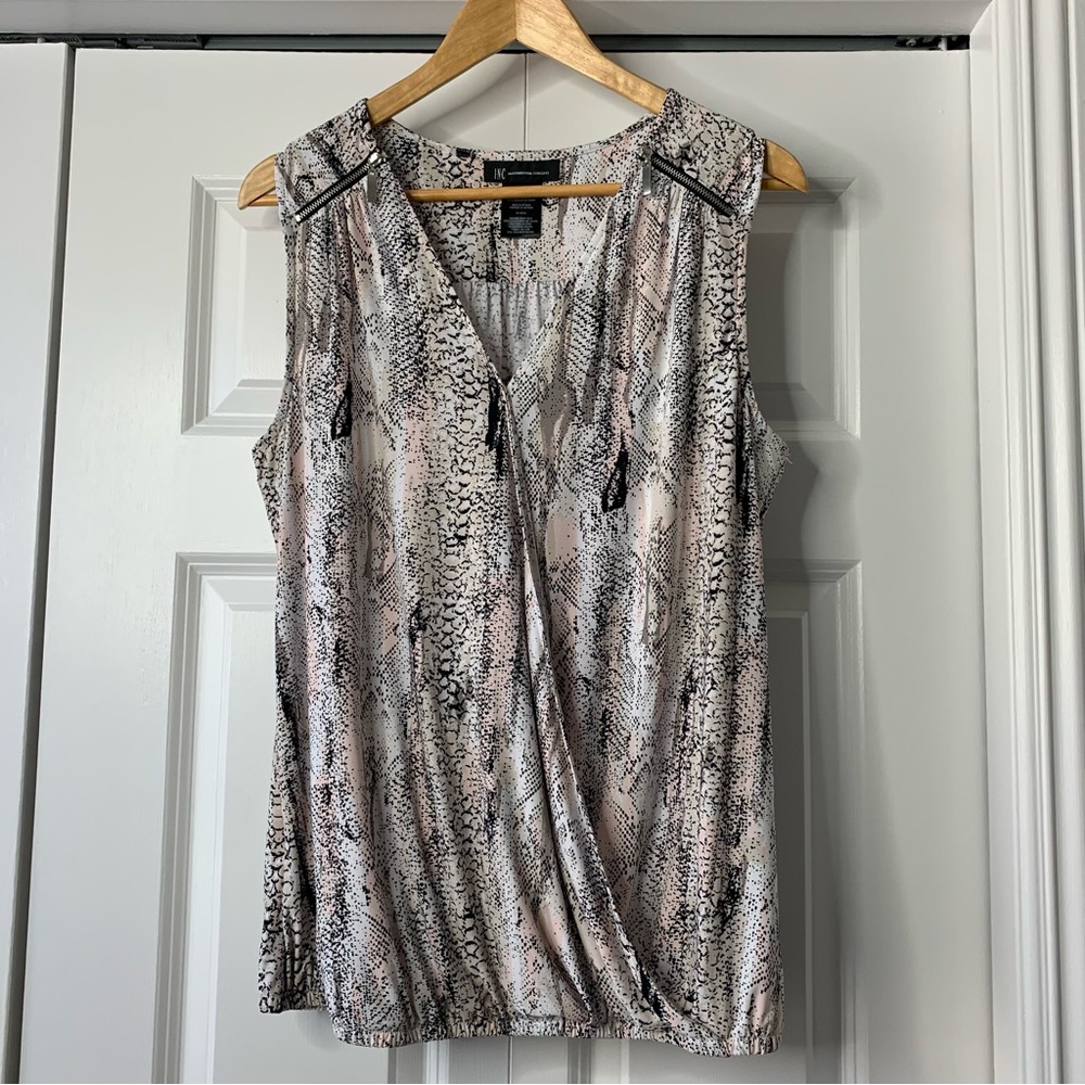 International Concepts  Sleeveless Snake Print Wrap Blouse Size L